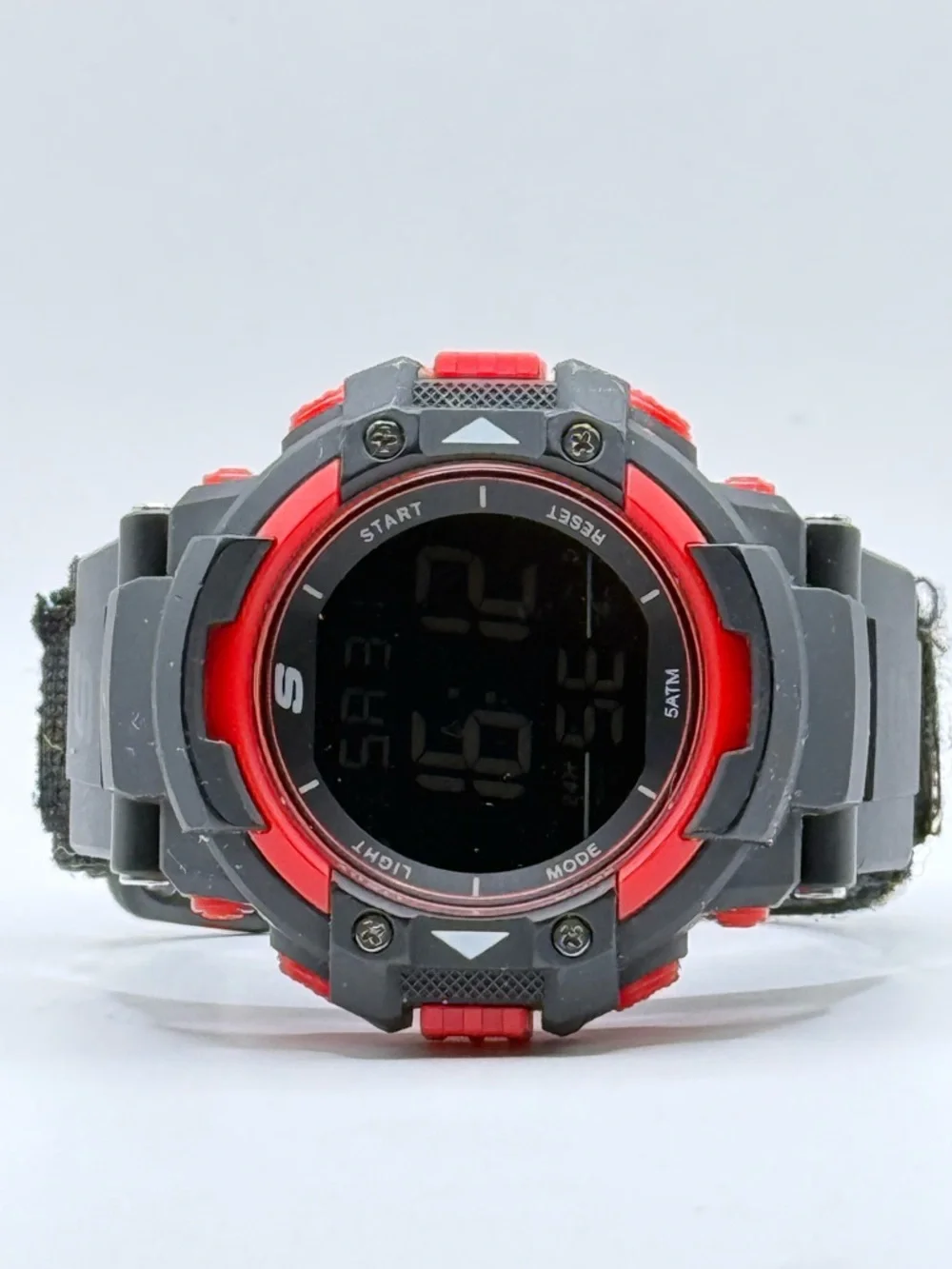 Skechers Men's Sr1038 Digital Display Black/Red Watch 53mm Case VelcroBand